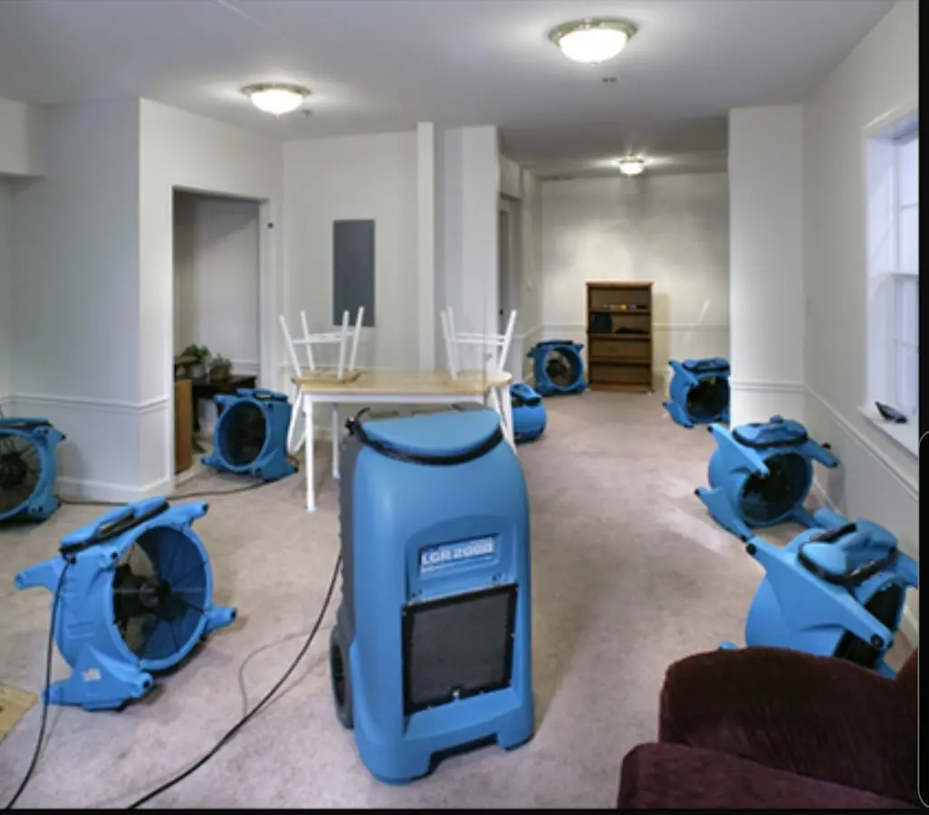 Air movers and dehumidifier setup for Water Damage Restoration in Baldwin Park